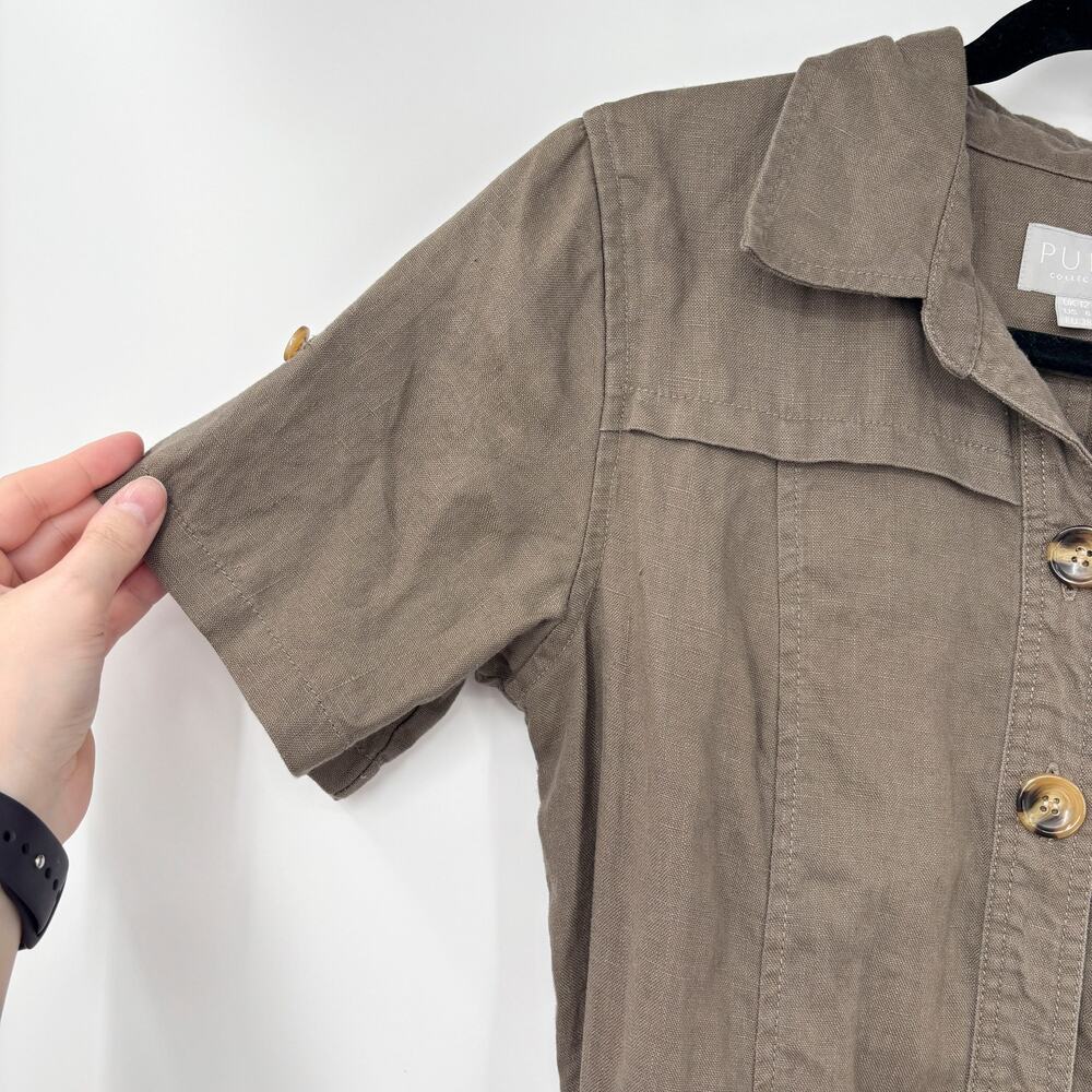 Pure Collection Linen Button Front Midi Shirt Dre… - image 5